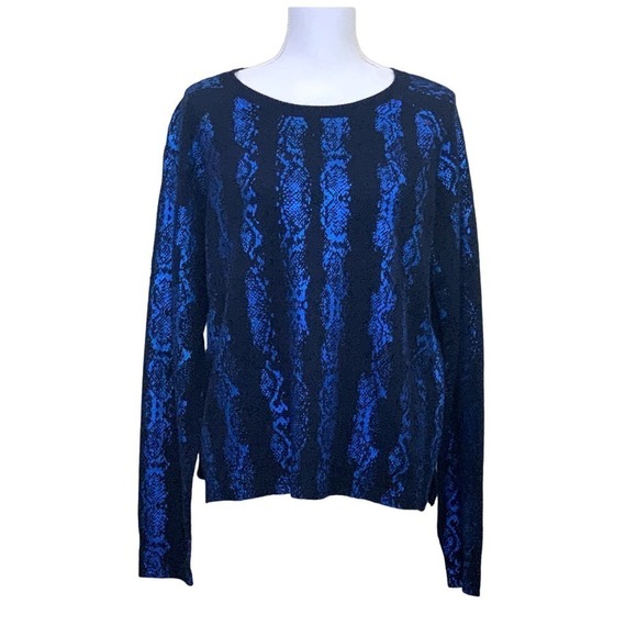 Brodie Blue/black Harriet cashmere sweater, medium, print/stripe, medium - Picture 1 of 6